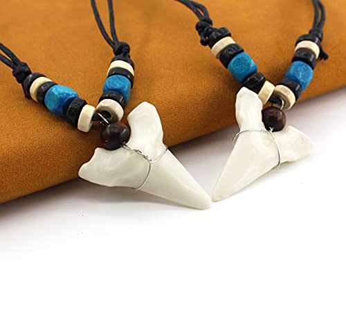 Shark Tooth Necklace for Mens Beach Surfer Hawaiian Adjustable Cord Resin Necklace3