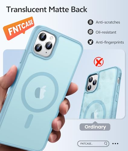 Image of FNTCASE for iPhone 11 Pro Case: [Compatible with Magsafe] Translucent Matte Magnetic Phone Cover - Military Grade Drop Protection Shockproof Protective for iPhone 11Pro 2019 Cases - Teal