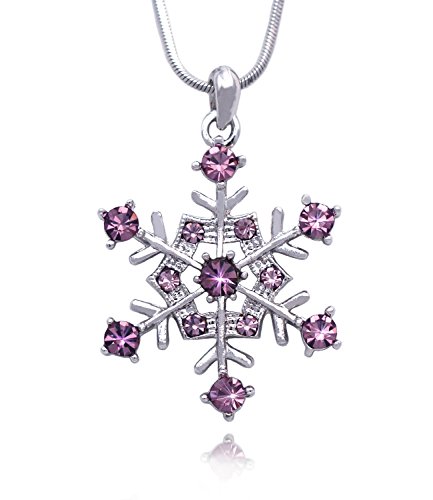 cocojewelry Snowflake Pendant Necklace Bridesmaid Christmas Holiday Prom Jewelry