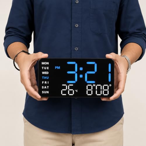 Image of Sehaz Artworks Digital Alarm Clock for Living Room Stylish | Electric Digital Wall Clock for Hall |Table Clock for Home |Alarm Clock for Heavy Sleepers |Alarm Clock for Bedroom |Digital Watch - Orange