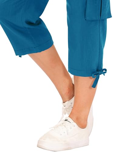 Image of MoFiz Womens Capris with Pockets Loose Fit Casual Capri Pants Dressy Lightweight Ladies Baggy Cargo Pants for Hiking