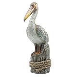 Lukitas Standing Pelican Statue and Sculpture Decor, Nautical Coastal Beach Bird Figurine, Creative Decorative Ornament for Home Garden Yard Lawn Outdoor, Resin 14''