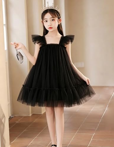 Image of Arshiner Toddler Tulle Dress for Girls Layered Tutu Ruffle Dresses Swing Twirly Fairy Summer Birthday Party Wedding Sundress