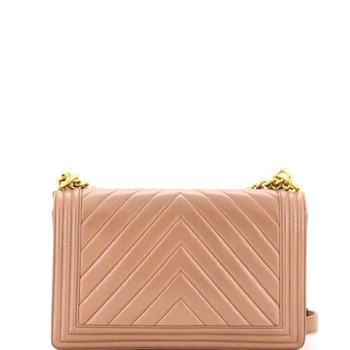 Pre-Loved Boy Flap Bag Chevron Lambskin New Medium, Neutral4