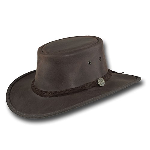 Barmah Hats Squashy Oiled Leather Hat 1024BR - Dark Brown - Large