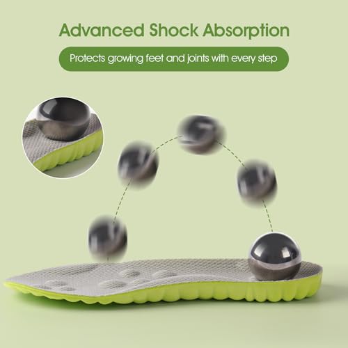 Image of 4D Cloud-Soft Comfort Insoles for Kids and Youth - Memory Foam Insoles with Shock Absorption - Trim-to-Fit Arch Support Insoles for Healthy Development of Growing Feet (US Kids 11.5C-12C /205mm)
