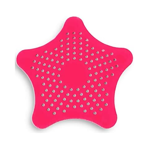 HomeTools.eu® - XXL Large Silicone Drain Strainer with Suction Cups for Kitchen Sink Bath Tub Shower Against Hair, Crumbs, 15 x 15 cm, Red Cover