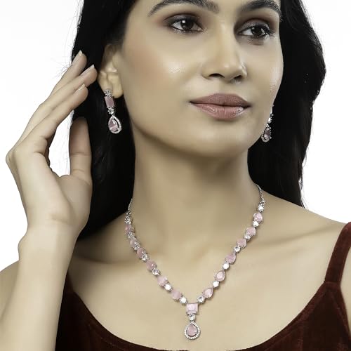 Rhodium-Plated Diamond Necklace Set