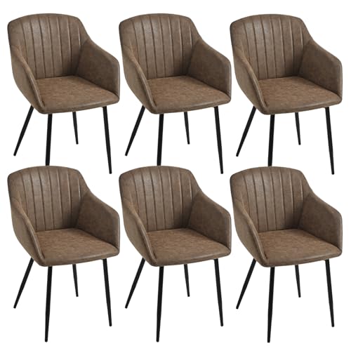 Goeurvant Sillas Comedor Pack 6 Con Reposabrazos Silla Comedor Cuero Pu Sillas De Cocina Patas De Metal Para Cocina, Salon, Marrón Oscuro Goeurvant Sillas Comedor Pack 6 Con Reposabrazos Silla Comedor Cuero Pu Sillas De Cocina Patas De Metal Para Cocina, Salon, Marrón Oscuro