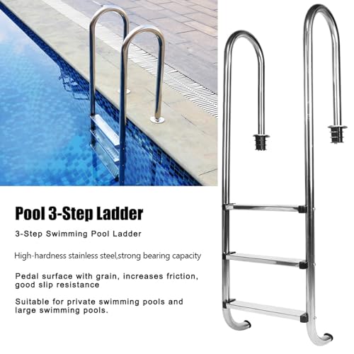 Escalera para piscina de acero inoxidable 3 peldaños antideslizante miniatura 2