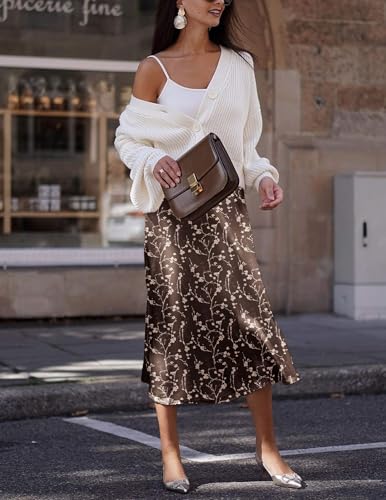 Image of Zeagoo Skirts for Women High Waist Skirt Elegant Midi Skirt Satin