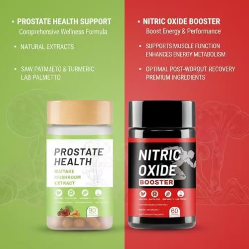 Image of Prostate Support Nitric Oxide Booster Kit, Include Turmeric Root, Mushroom Blend, and Saw Palmetto extracts, Designed to Protect and Support Prostate Healthy - 90 Capsules &60capsules