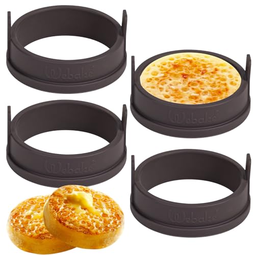 Webake Crumpet Anelli in silicone, 4 pezzi, 9 cm, per pancake Webake Crumpet Anelli in silicone, 4 pezzi, 9 cm, per pancake