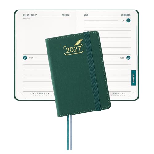 Planificador de bolsillo 2027 para evitar olvidos con su diseño semanal de dos días página