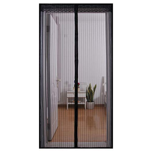 Preisvergleich Produktbild Magnet Fliegengitter Tür, Magnetische Soft Screen Tür Stummschalten TürVorhang Insektenschutz für Balkone, Terrassen, Innen- und Außentüren-90x200Cm(35x79Zoll)-Schwarz