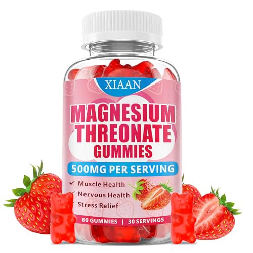 XIAAN Magnesium L-Threonate Gummies 500mg, Suagr-Free...