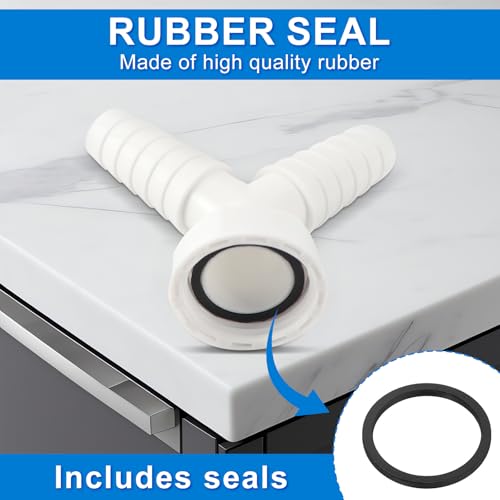 Geschirrspüler waschmaschine abfluss adapter Doppelanschluss Y 1 zoll, Waschmaschinenanschluss Adapter für Rohr Ø40 mm, Eingang Ø19-23 mm mit Schlauchschelle für Geschirrspüler Trockner (1 zoll)