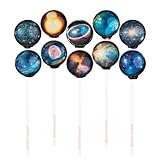 Sparko Sweets 10 Piece Big Bang Galaxy Lollipops Stars Designs in Space Foil Gift Pack Large Sphere, Handcrafted in USA, 1.5 Pounds