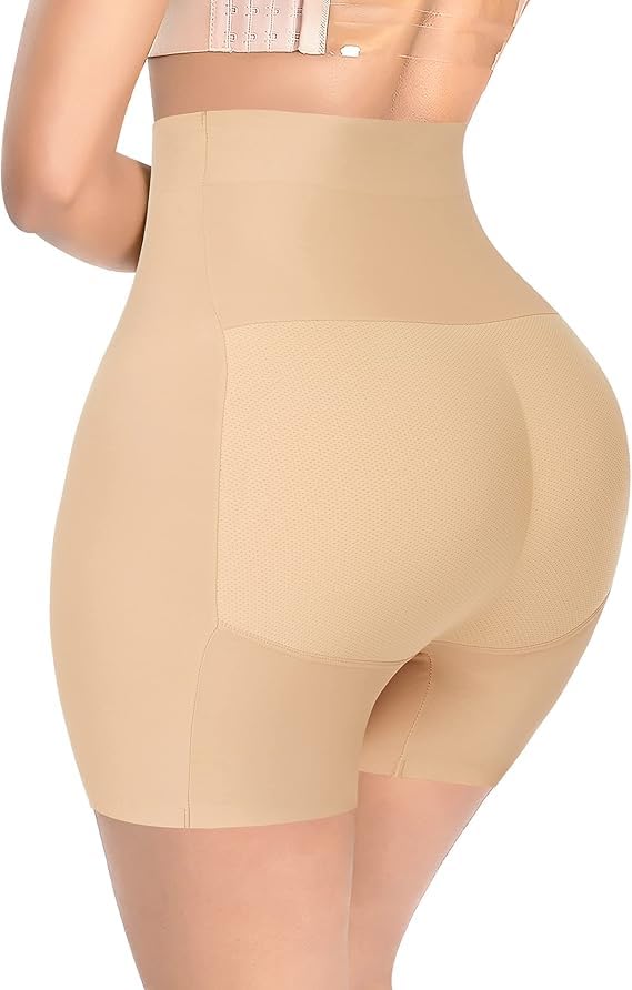 Women's Seamless Long Padded Panty Hip Pads Enhancer Shapewear Shorts Briefs Tummy Control Panties Shaper Fake Pad - S Till 2XL