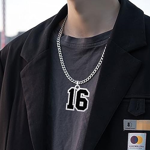 CaJoYo 52 Black Number Necklace for s Athletes Jersey Number Necklace Sports Basketball Baseball Football Soccer Charm Pendant Inspiration Jewelry Stainless Steel2