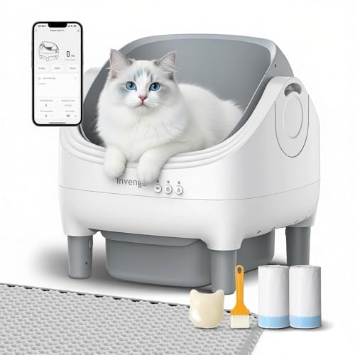 Automatic Cat Litter Box for Multiple Cats, App Control, Open-Top Automatic Litter Box Self Cleaning, Safety Sensors 10.5L Waste Bin with Odor Control, 2 Rolls of Liners - image 7