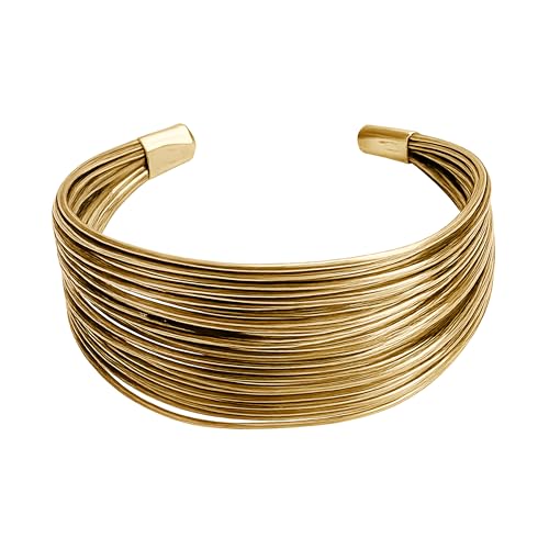 Image of Touchstone Indian Bollywood Desire Brass Base Exotic Workmanship Free Size Cuff Bracelet in Antique Gold Or White Or Copper Tone for Women.
