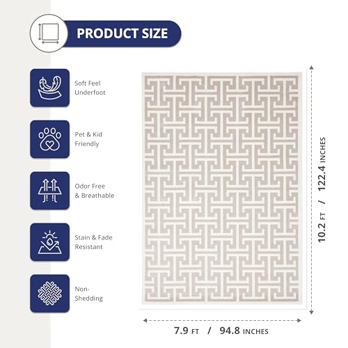 Tapete decorativo beige y blanco 7'9" x 10'2" Abani miniatura 2