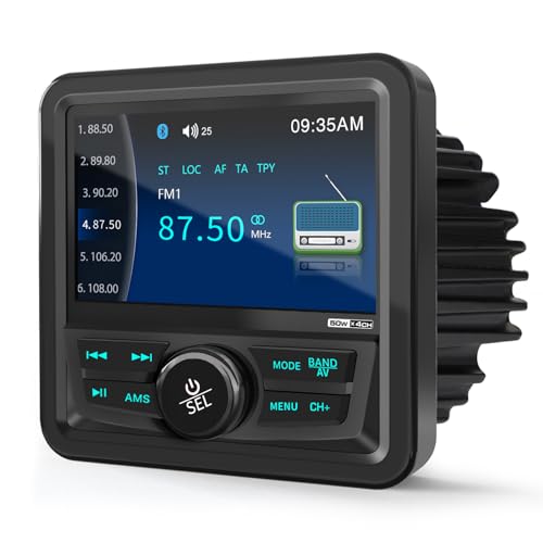 Image of Bluetooth Marine Boat Radio Receiver - Gauge Style Marine Multimedia Stereo