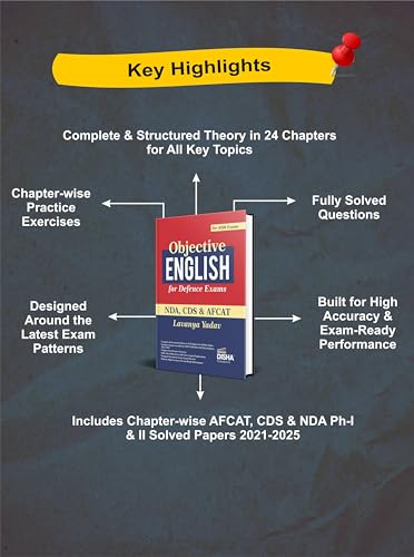 Image of Disha Objective English for Defence Exams - NDA, CDS & AFCAT | For 2026 Exams | Includes PYQs | Fully Solved