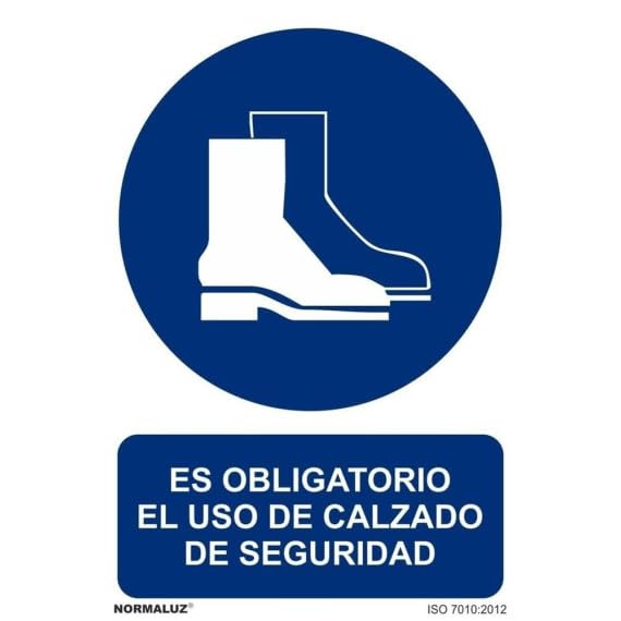 Señal con tintas UV Es Obligatorio El Uso de Calzado de Seguridad SEKURECO