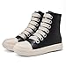MOFEEDOUKA High Top Sneakers for Men Comfortable PU Leather Platform Walking Shoes with Zipper Black a