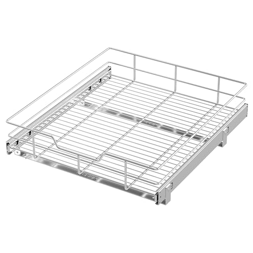 Image of Pull Out Cabinet Organizer 21 inch W X 22 inch D, Chromed, Full Slide Out Drawers