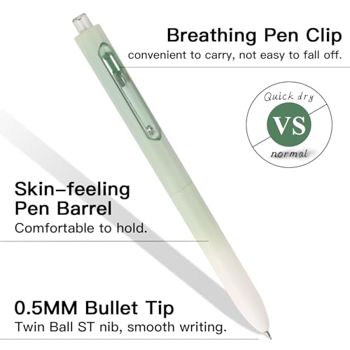 Gel Pens, 0.5mm Fine Tip Bible Pens No Bleed Through, Quick Drying, Smooth Writing, 12 Pack Retractable Black Ink Fine Point Cute Pen for Journaling, Writing, School Office Supplies