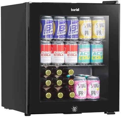 Baridi 50L Tabletop 3-10°C Beer & Drinks Mini Fridge with Light - Black & Glass - DH12