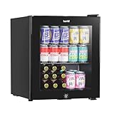 Dellonda Baridi 50L Drinks Fridge/Beer & Wine Mini-fridge Cooler Table Top Fridge with LED Light & Reversible Glass Door | Bedroom Mini Bar with Lock & Key, Black - DH12 - Image 1