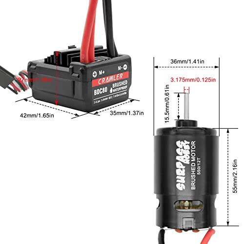 Ogunke ORC152T Ogrc 550 12T Brushed Motor 80A Esc Set With T-Xt60 Converter Adaptor For 1/10 Rc Truck Car Traxxas Slash 2Wd 4×4 Arrma Granite Senton Typhon 4×4 Redcat Axial Hpi thumb #6