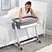 Simmons Kids By The Bed City Sleeper Bassinet - Adjustable Height Portable Crib with Wheels & Airflow Mesh, Grey Tweed