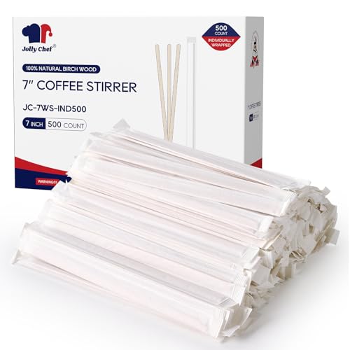 JOLLY CHEF 7 inch Wooden Coffee Stirrers 500 Count