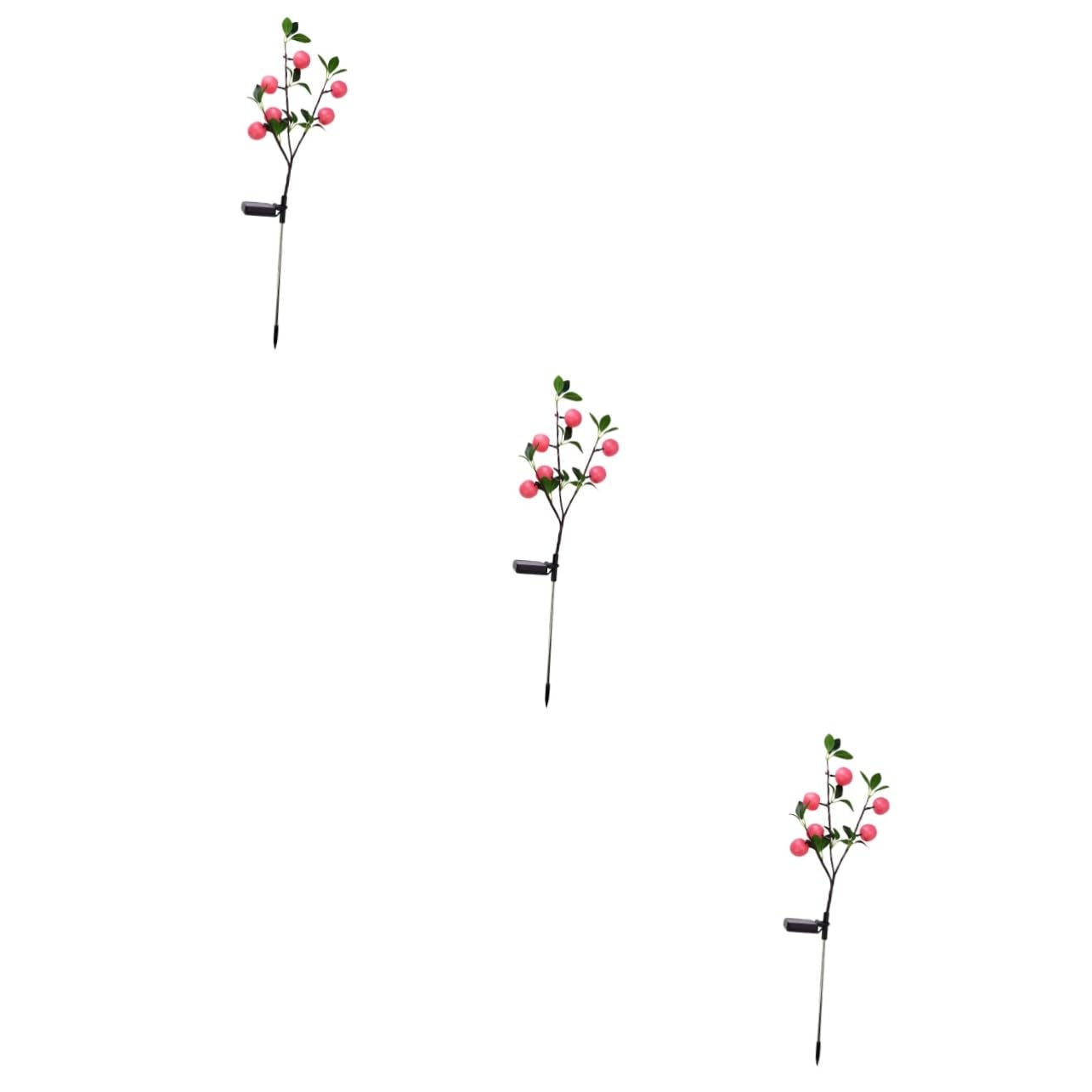ibasenice 3pcs Led Garden Stake Light Apple Shape Waterproof Solar Pathway Lamp Yard Decorative Light for Christmas