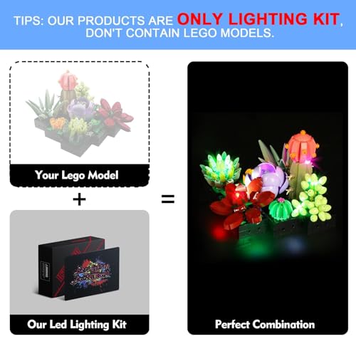 Image of VONADO LED Light Set for Lego Succulents 10309, Lighting Kit Compatible with Lego Botanical Plants and Flowers Building Set 10309 for Adults Kids, Decor DIY Light Kit for Home Office (No Lego Models)