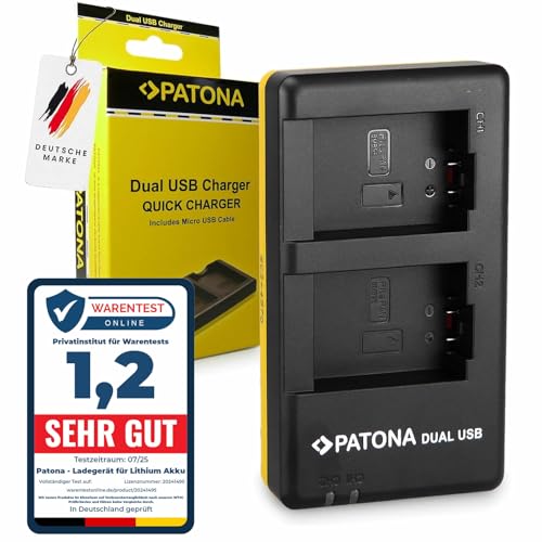 PATONA Caricabatterie Doppio per DMW-BMB9 DMW-BMB9E BP-DC9 BP-DC9E Batteria Compatibile con Panasonic Lumix DMC-FZ40 DMC-FZ45 DMC-FZ48 DMC-FZ100 DMC-FZ150