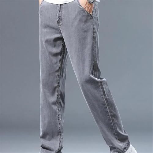 Men's Spring Fall Jeans – Thin Loose Straight Denim Pants, Soft Draped Business Casual Trousers2