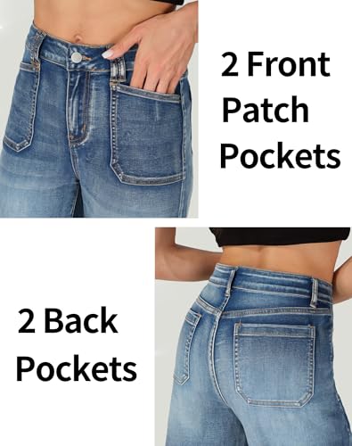 Wide Leg Jeans Woman Stretchy High Waisted Baggy Loose Casual Denim Pants3