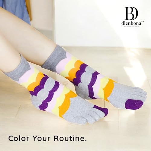 Image of Toe Socks Women - Non-Slip Grip Socks for Yoga, Pilates & Barre, Five Finger Cotton Athletic Socks with Storage Bag