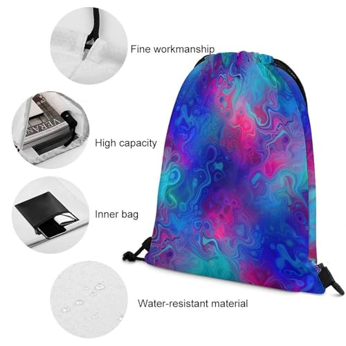 Backpack for Women and Men, Stylish Lightweight Waterproof Backpack with Draw String, Rainbow Marble Large Capacity Sturdy Drawstring Bag4