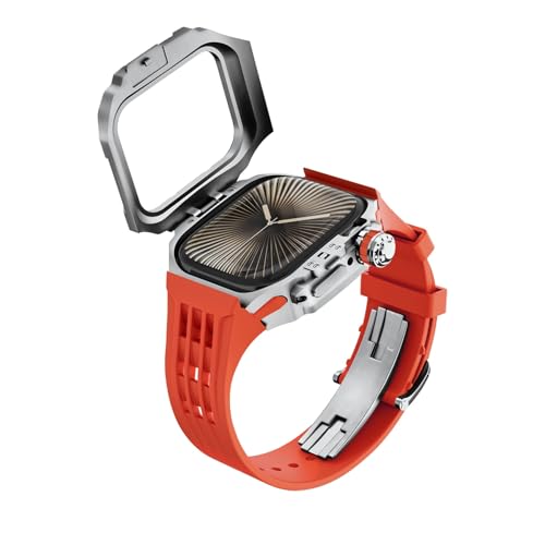 Kit mod boîtier acier SCHIK Apple Watch Series S10 46mm bracelet caoutchouc