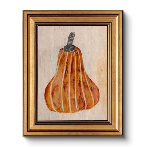 Image of HUARCEY Gold Framed Vintage Wall Art for Living Room, Pumpkin Painting Prints Shelf Decor for Kitchen, Aesthetic Bedroom Wall Art, Autumn Gifts for Friends or Family - Japandi Pumpkin 10L x 8W
