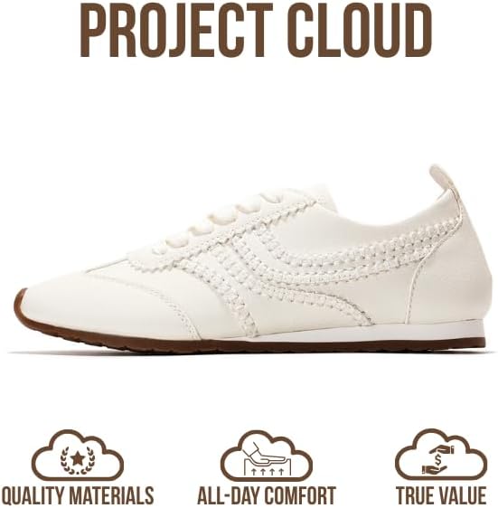 Project Cloud Leather Barefoot Shoes Women – Memory Foam Lace-Up Womens Sneakers – Lightweight & Non Slip Womens Shoes Casual – All-Day Women's Fashion Sneakers for 2026 (Monica,WHITPU,8.5) White - Image 4
