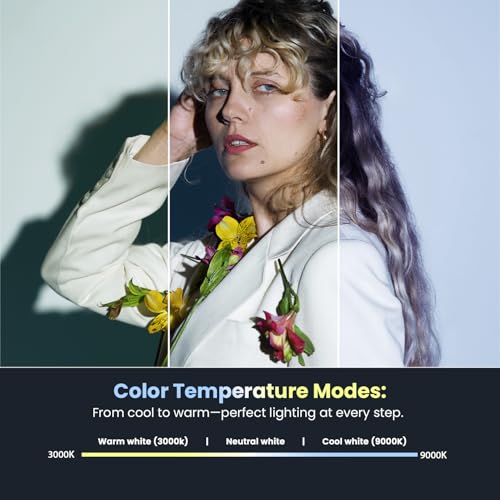 Image of HIFFIN LT-003 Selfie Light with 3000-9000K Adjustable CCT | 3 Light Modes (White /Warm /Natural) | 7W Power, 2000mAh in-Built Battery, USB-C Charging, Portable Size for Phones, Vlogging & Video Making