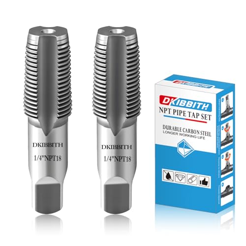 DKIBBITH 2-Piece 1/4 NPT Pipe Tap Set Carbon Steel Hand Threading Tool for Assorted Plumbers Mechanics DIY Thread cutting tools.